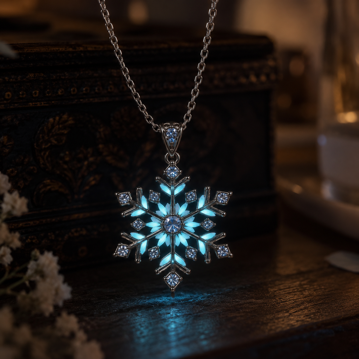Frost: Glow-in-the-Dark Snowflake Necklace